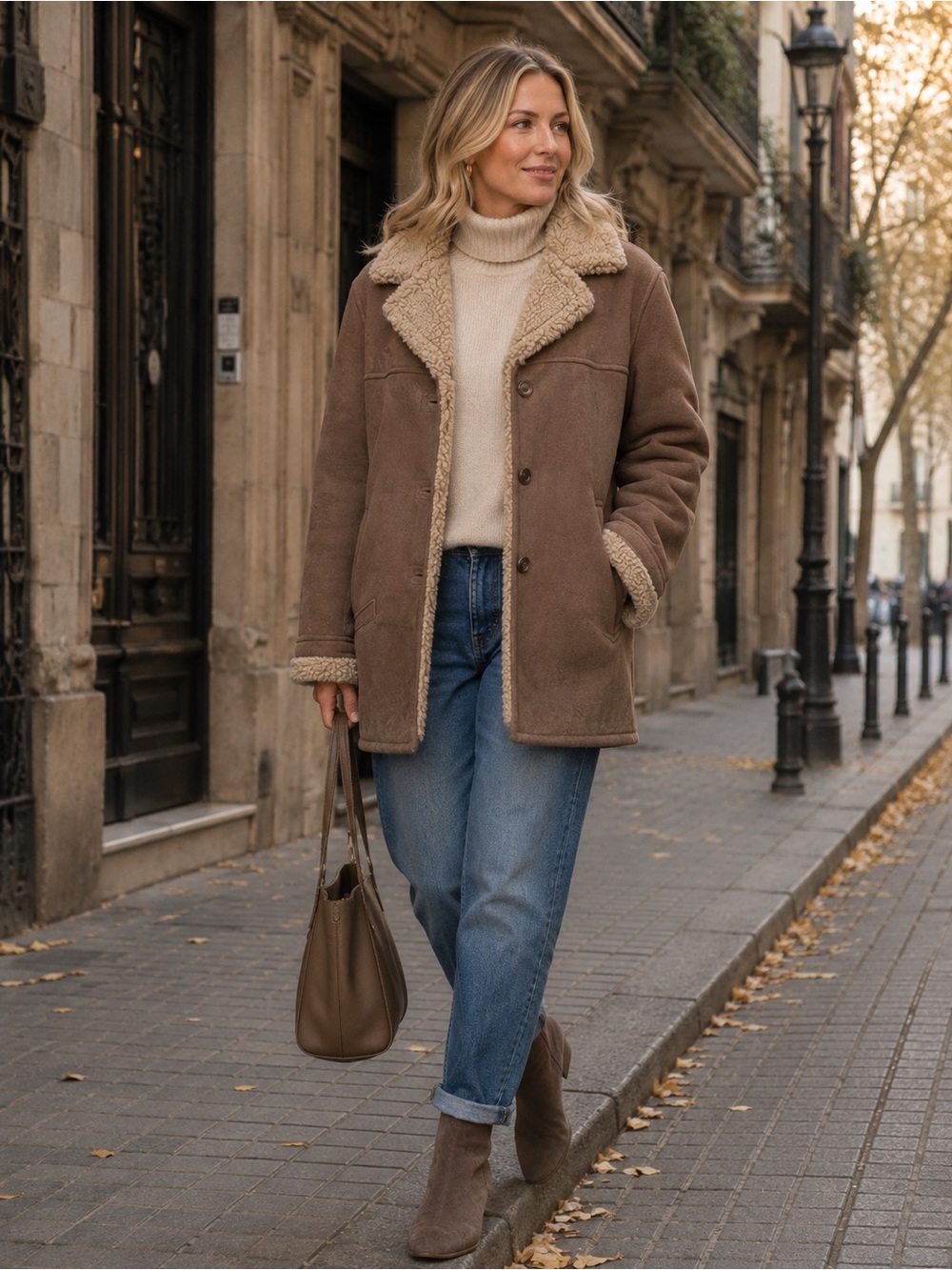 Vintage Brown Sherpa Coat - Women's